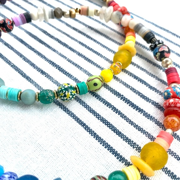 Hand crafted 🌈 pride choker necklace with African glass and pottery bea… - Picture 2 of 8